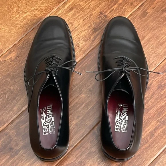Salvatore Ferragamo Black Leather Lace Up Oxfords size 11 Amazon.com | Ferragamo SEUL (EE/Wide) Leather Cap Toe Welted  main image 3
